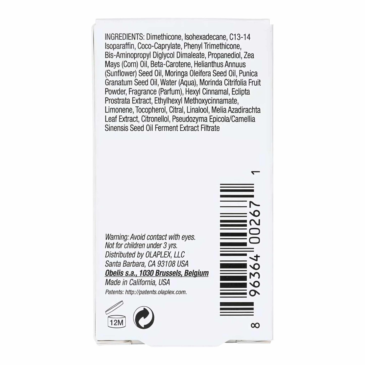 Olaplex Hair Bonding Oil No. 7 Ingredient List 30 ml