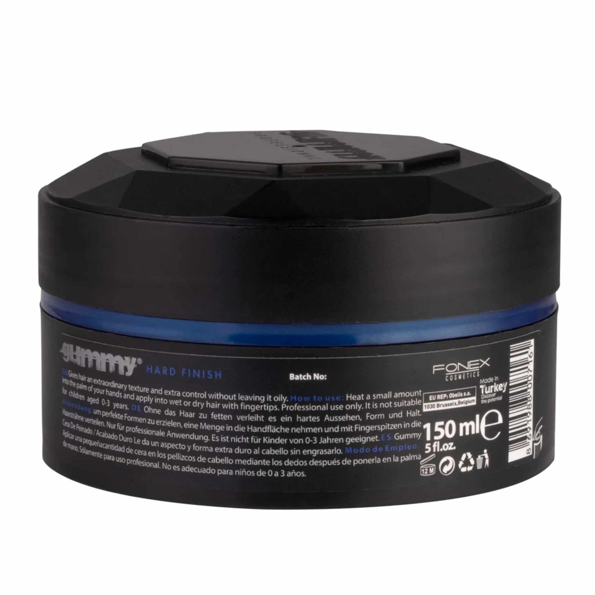 Gummy Styling Wax Hard Finish 150 ml Instruction Label