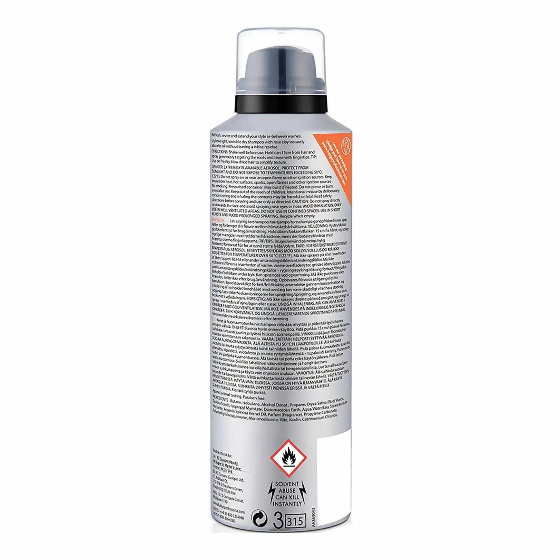 Fudge Droogshampoo 200 ml Backside Label